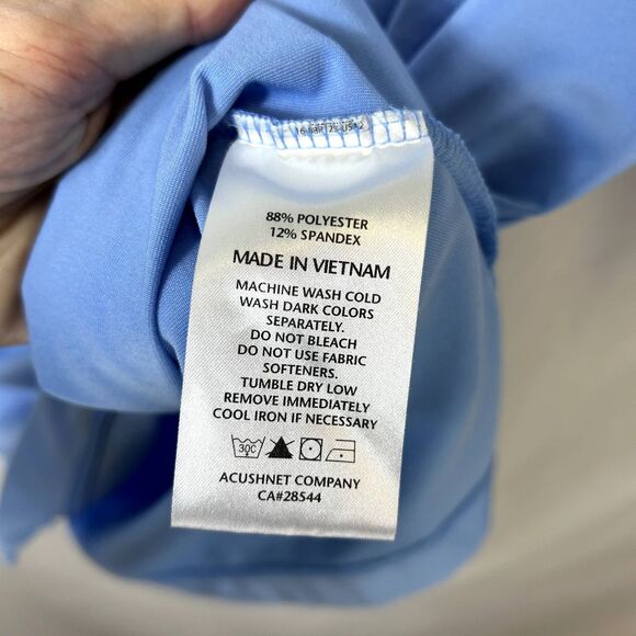 FootJoy Blue White Stripe Athletic Fit Performance SS Golf Polo Shirt Size L - Picture 5 of 8